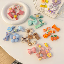 Load image into Gallery viewer, 5pcs/set Rainbow Color Fabric Bowknot Children Hair Clips Cute Cartoon Animal Flower Hairpin Headwear Hair Accessories