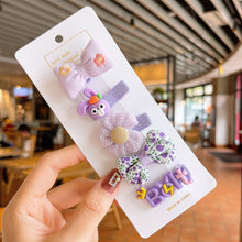 Load image into Gallery viewer, 5pcs/set Rainbow Color Fabric Bowknot Children Hair Clips Cute Cartoon Animal Flower Hairpin Headwear Hair Accessories