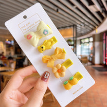 Load image into Gallery viewer, 5pcs/set Rainbow Color Fabric Bowknot Children Hair Clips Cute Cartoon Animal Flower Hairpin Headwear Hair Accessories