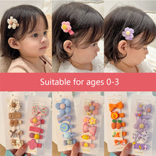 Load image into Gallery viewer, 5pcs/set Rainbow Color Fabric Bowknot Children Hair Clips Cute Cartoon Animal Flower Hairpin Headwear Hair Accessories
