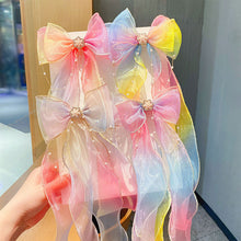 Load image into Gallery viewer, Rainbow Color Bowknot Ribbon Hairpin Cute Mesh Gradient Hair Clips Creative Fashionable Headwear Hair Ornaments for Girls