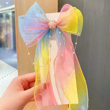 Load image into Gallery viewer, Rainbow Color Bowknot Ribbon Hairpin Cute Mesh Gradient Hair Clips Creative Fashionable Headwear Hair Ornaments for Girls
