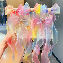 Load image into Gallery viewer, Rainbow Color Bowknot Ribbon Hairpin Cute Mesh Gradient Hair Clips Creative Fashionable Headwear Hair Ornaments for Girls