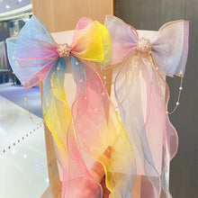 Load image into Gallery viewer, Rainbow Color Bowknot Ribbon Hairpin Cute Mesh Gradient Hair Clips Creative Fashionable Headwear Hair Ornaments for Girls