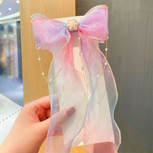 Load image into Gallery viewer, Rainbow Color Bowknot Ribbon Hairpin Cute Mesh Gradient Hair Clips Creative Fashionable Headwear Hair Ornaments for Girls