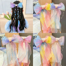 Load image into Gallery viewer, Rainbow Color Bowknot Ribbon Hairpin Cute Mesh Gradient Hair Clips Creative Fashionable Headwear Hair Ornaments for Girls