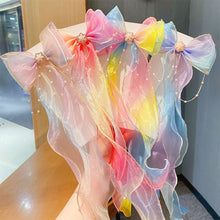 Load image into Gallery viewer, Rainbow Color Bowknot Ribbon Hairpin Cute Mesh Gradient Hair Clips Creative Fashionable Headwear Hair Ornaments for Girls