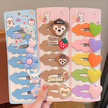 Load image into Gallery viewer, 5pcs/set Children Strawberry Bear Hair Clips Silicone Side Hair Clip Bangs Hairpin Cute Cartoon Hair Accessories