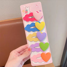 Load image into Gallery viewer, 5pcs/set Children Strawberry Bear Hair Clips Silicone Side Hair Clip Bangs Hairpin Cute Cartoon Hair Accessories