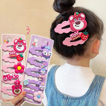 Load image into Gallery viewer, 5pcs/set Children Strawberry Bear Hair Clips Silicone Side Hair Clip Bangs Hairpin Cute Cartoon Hair Accessories