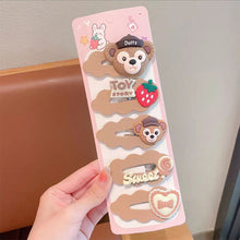 Load image into Gallery viewer, 5pcs/set Children Strawberry Bear Hair Clips Silicone Side Hair Clip Bangs Hairpin Cute Cartoon Hair Accessories