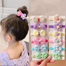 Load image into Gallery viewer, 6pcs/set Children Bowknot Flower Hair Rope Colorful Cute Soft Highly Elastic Durable Hair Band Headwear