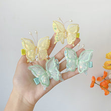 Load image into Gallery viewer, 2pcs/set Children Colorful Mesh Butterfly Hair Clips Double Layer Sequin Pearl Hairpin Headwear Hair Accessories