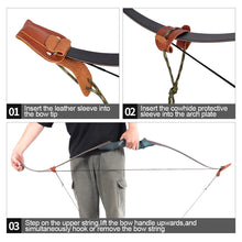 Load image into Gallery viewer, Leather Top String Traditional Reverse Curved Hunting Bow Change String Auxiliary Rope High Strength Nylon Cowhide Material Archery Equipment