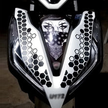 Load image into Gallery viewer, 2Pcs 39x9cm Motorcycle Honeycomb Bee Vinyl Sticker For Motor Front Face Decor Waterproof Decal Stickers