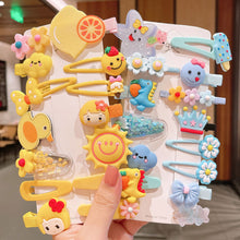 Load image into Gallery viewer, 14pcs/set Cute Rainbow Girl Hairpin Creative Cartoon Women Sun Cloud Princess Embroidery Hairpin Children Fashion Hair Accessories