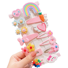 Load image into Gallery viewer, 14pcs/set Cute Rainbow Girl Hairpin Creative Cartoon Women Sun Cloud Princess Embroidery Hairpin Children Fashion Hair Accessories