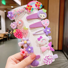 Load image into Gallery viewer, 14pcs/set Cute Rainbow Girl Hairpin Creative Cartoon Women Sun Cloud Princess Embroidery Hairpin Children Fashion Hair Accessories