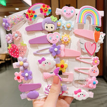 Load image into Gallery viewer, 14pcs/set Cute Rainbow Girl Hairpin Creative Cartoon Women Sun Cloud Princess Embroidery Hairpin Children Fashion Hair Accessories