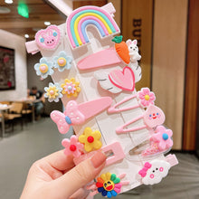 Load image into Gallery viewer, 14pcs/set Cute Rainbow Girl Hairpin Creative Cartoon Women Sun Cloud Princess Embroidery Hairpin Children Fashion Hair Accessories