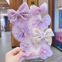 Load image into Gallery viewer, 8PCS/SET Children's Cute Lace Bow Flower Hair Accessories Set Simple Girls Braid Bangs Broken Clip
