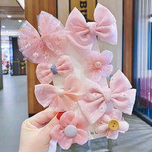 Load image into Gallery viewer, 8PCS/SET Children's Cute Lace Bow Flower Hair Accessories Set Simple Girls Braid Bangs Broken Clip