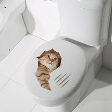Load image into Gallery viewer, Cat Vivid 3D Look Hole Wall Sticker Bathroom Toilet Decorations Kids Gift Kitchen Cute Home Decor Decal Mural Animal Wall Poster