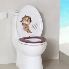 Load image into Gallery viewer, Cat Vivid 3D Look Hole Wall Sticker Bathroom Toilet Decorations Kids Gift Kitchen Cute Home Decor Decal Mural Animal Wall Poster