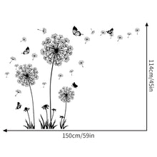 Load image into Gallery viewer, Black Dandelion Wall Stickers Butterflies On The Wall Living Room Bedroom Glass Window Decoration Mural Art Home Decor Decals