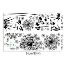 Load image into Gallery viewer, Black Dandelion Wall Stickers Butterflies On The Wall Living Room Bedroom Glass Window Decoration Mural Art Home Decor Decals