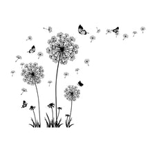 Load image into Gallery viewer, Black Dandelion Wall Stickers Butterflies On The Wall Living Room Bedroom Glass Window Decoration Mural Art Home Decor Decals
