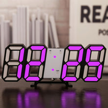 Load image into Gallery viewer, 3D LED Digital Clock Luminous Fashion Wall Clock Multifunctional Creative USB Plug in Electronic Clock Home Decoration