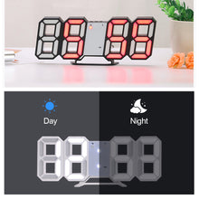 Load image into Gallery viewer, 3D LED Digital Clock Luminous Fashion Wall Clock Multifunctional Creative USB Plug in Electronic Clock Home Decoration