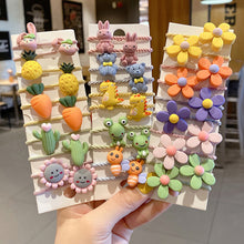 Load image into Gallery viewer, 10pcs Korean Style Cute Children Elastic Hair Bands for Kids Girls Cartoon Bow Scrunchies Hair Rope Sweet Hair Circle Baby Hair Accessories