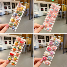 Load image into Gallery viewer, 10pcs Korean Style Cute Children Elastic Hair Bands for Kids Girls Cartoon Bow Scrunchies Hair Rope Sweet Hair Circle Baby Hair Accessories