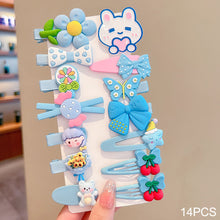 Load image into Gallery viewer, 14pcs/set Girl Cute Cartoon Rabbit Cat Flower Hair Clips Kids Princess Hairpins Children Barrettes Fashion Hair Accessories