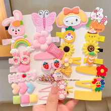 Load image into Gallery viewer, 14pcs/set Girl Cute Cartoon Rabbit Cat Flower Hair Clips Kids Princess Hairpins Children Barrettes Fashion Hair Accessories