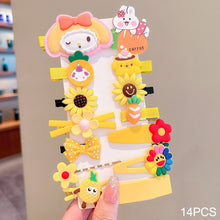Load image into Gallery viewer, 14pcs/set Girl Cute Cartoon Rabbit Cat Flower Hair Clips Kids Princess Hairpins Children Barrettes Fashion Hair Accessories