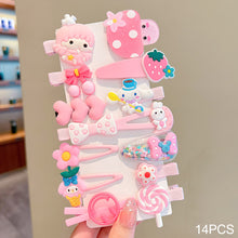 Load image into Gallery viewer, 14pcs/set Girl Cute Cartoon Rabbit Cat Flower Hair Clips Kids Princess Hairpins Children Barrettes Fashion Hair Accessories
