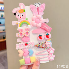 Load image into Gallery viewer, 14pcs/set Girl Cute Cartoon Rabbit Cat Flower Hair Clips Kids Princess Hairpins Children Barrettes Fashion Hair Accessories