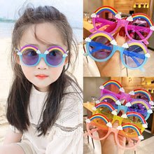 Load image into Gallery viewer, Children Cute Rainbow Sunglasses Girls Boys Cute Cartoon Sunglasses Kids Outdoor Sun Protection Sunglasses Lovely Vintage Glasses