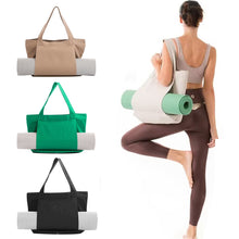 Load image into Gallery viewer, Yoga Mat Storage Bag Multifunctional Collapsible Washable Canvas Shoulder Package Outdoor Sports Fitness Pilates Large Capacity Fitness Bag