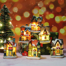 Load image into Gallery viewer, Christmas LED Light Ornaments Resin Mini House Miniature Village Building Xmas Glow Decor Gift Christmas Decoration Navidad Noel