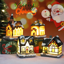 Load image into Gallery viewer, Christmas LED Light Ornaments Resin Mini House Miniature Village Building Xmas Glow Decor Gift Christmas Decoration Navidad Noel