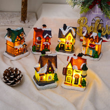 Load image into Gallery viewer, Christmas LED Light Ornaments Resin Mini House Miniature Village Building Xmas Glow Decor Gift Christmas Decoration Navidad Noel