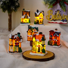 Load image into Gallery viewer, Christmas LED Light Ornaments Resin Mini House Miniature Village Building Xmas Glow Decor Gift Christmas Decoration Navidad Noel