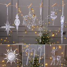 Load image into Gallery viewer, Crystal Clear Acrylic Elk Christmas Tree Pendants Snowflake Thorn Star Hanging Ornaments Decoration Navidad Noel New Year Gift
