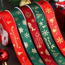 Load image into Gallery viewer, 10 Yards 25mm Christmas Ribbon Printed Christmas Polyester Ribbon For Handmade Wrapping Gift Christmas Decoration DIY Gift Packing
