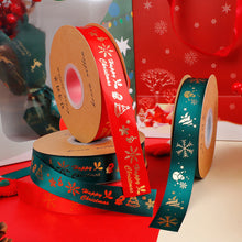 Load image into Gallery viewer, 25 Yards 25mm Christmas Ribbon Printed Christmas Polyester Ribbon For Handmade Wrapping Gift Christmas Decoration DIY Gift Packing
