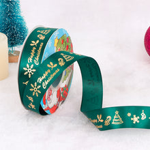 Load image into Gallery viewer, 25 Yards 25mm Christmas Ribbon Printed Christmas Polyester Ribbon For Handmade Wrapping Gift Christmas Decoration DIY Gift Packing